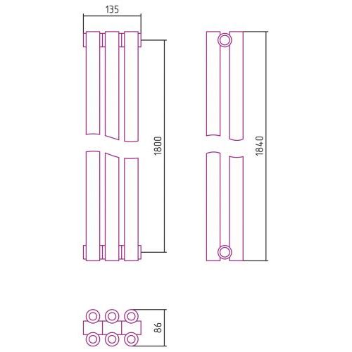 Отопительный радиатор Эстет-00 1800х135 3 секции