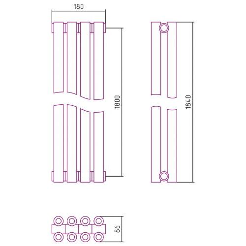 Отопительный радиатор Эстет-00 1800х180 4 секции