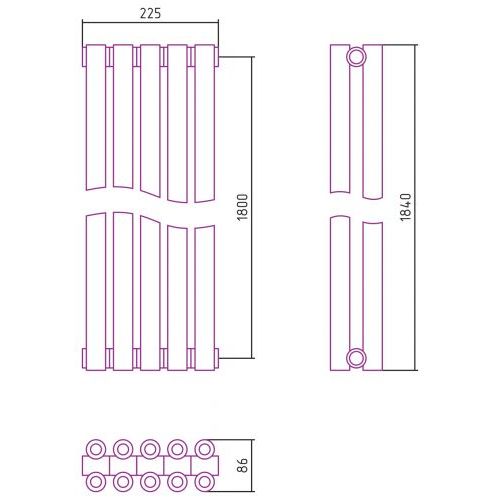 Отопительный радиатор Эстет-00 1800х225 5 секций