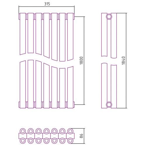 Отопительный радиатор Эстет-00 1800х315 7 секций