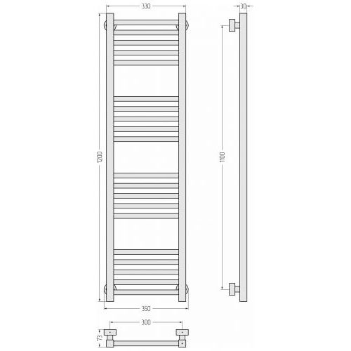 Полотенцесушитель водяной Модус PRO 1200х300