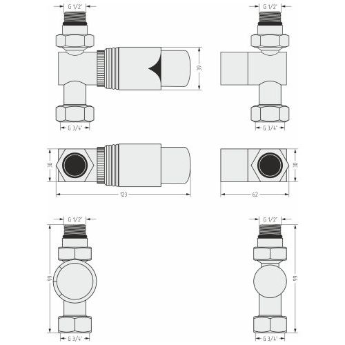 Автоматический терморегулятор прямой (G 1/2 НР х G 3/4 НГ)