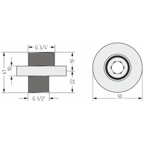 Отражатель TUBE d 50 с эксцентриком (G 1/2 НР х G 3/4 НР)