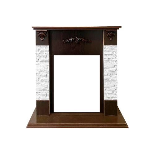 Каминокомплект Hamburg - Сланец белый / Темный орех с очагом Aspen Black