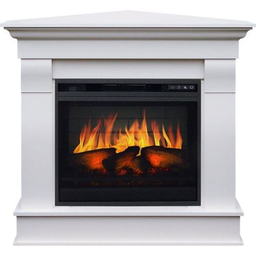 Каминокомплект Monaco (Разборный, угловой) -  Бьянко белый с очагом Vision 23 EF LED 3D FX