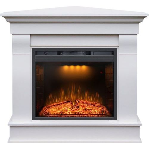 Каминокомплект Monaco (Разборный, угловой) -  Бьянко белый с очагом Emerald 23