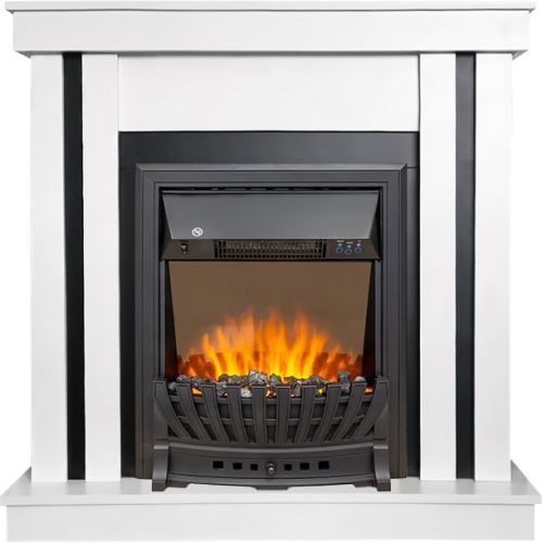 Каминокомплект Cosmo (Разборный) - Белый с черным с очагом Aspen Black