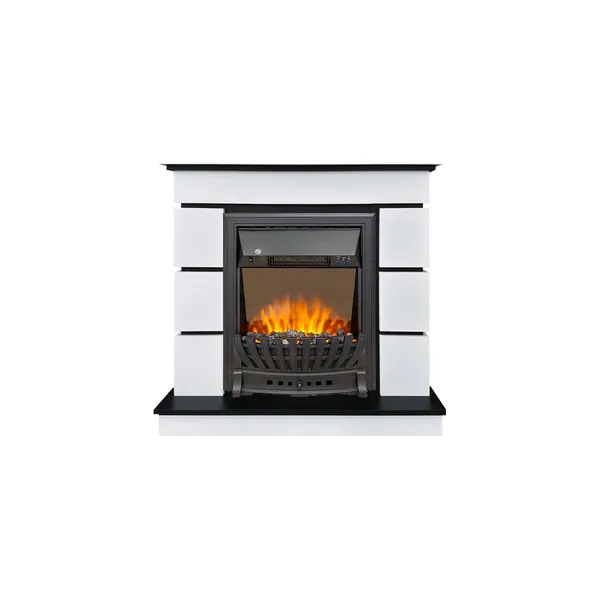 Каминокомплект Modern (Разборный) - Белый с черным с очагом Aspen Black