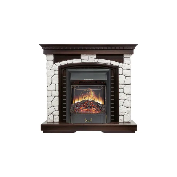 Каминокомплект Glasgow - Темный дуб / Белый с очагом Majestic FX Black Каминокомплект Glasgow - Темный дуб / Белый с очагом Majestic FX Black