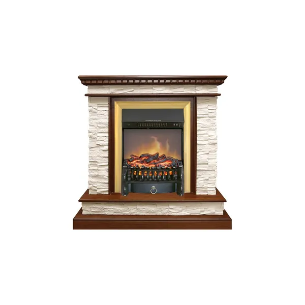 Каминокомплект Calgary - Дуб / Сланец бежевый с очагом Fobos FX M Brass Каминокомплект Calgary - Дуб / Сланец бежевый с очагом Fobos FX M Brass