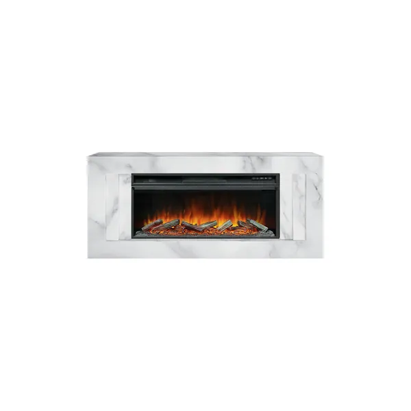 Каминокомплект Line 42 SFT White Marble (Разборный) - Белый мрамор с очагом Vision 42 LOG LED