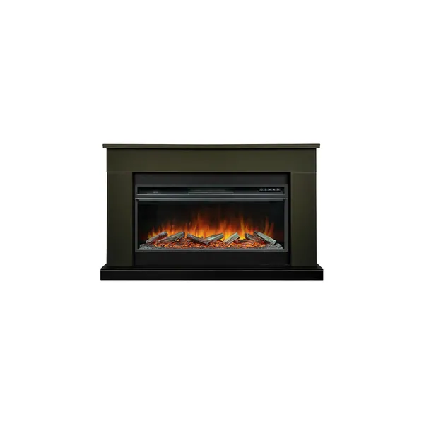 Каминокомплект Bergen (Разборный) - Темная олива (Ширина 1370 мм) с очагом Vision 42 LOG LED