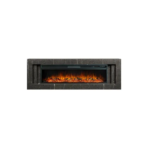 Каминокомплект Line 60 SFT Stone Touch (Разборный) - Серый мрамор с очагом Vision 60 LOG LED_ Каминокомплект Line 60 SFT Stone Touch (Разборный) - Серый мрамор с очагом Vision 60 LOG LED_