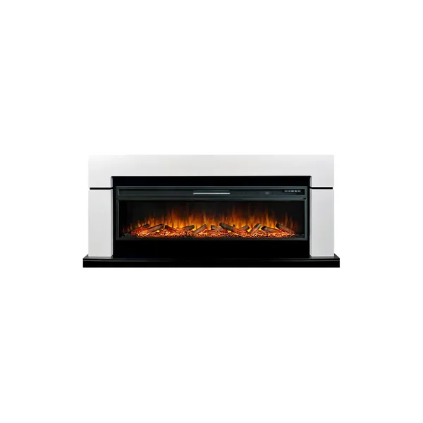 Каминокомплект Lindos 60 - Белый с черным с очагом Vision 60 LOG LED