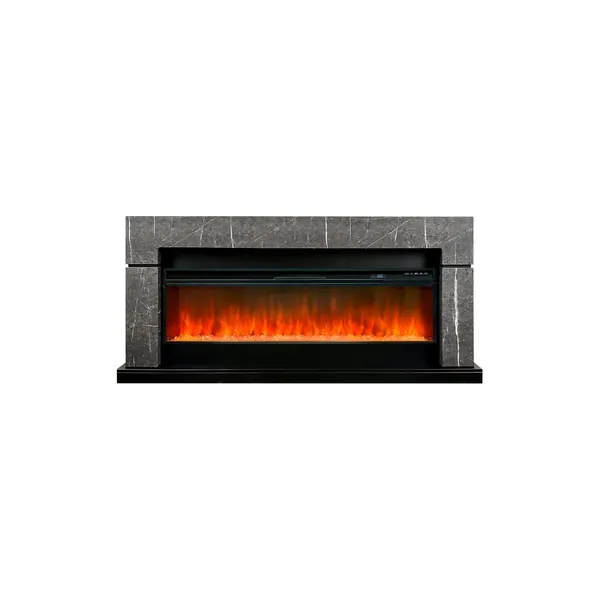 Каминокомплект Lindos 60 SFT (Разборный) - Серый мрамор с очагом Vision 60 LED