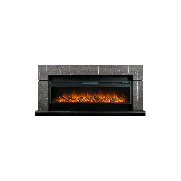 Каминокомплект Lindos 60 SFT (Разборный) - Серый мрамор с очагом Vision 60 LOG LED
