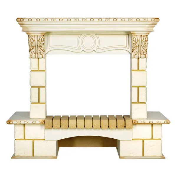 Портал Royal Flame Pierre Luxe угловой - Шампань / Слоновая кость с патиной