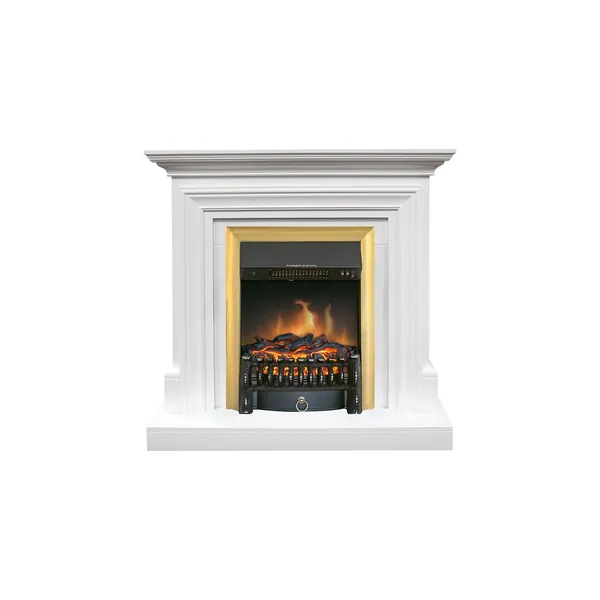 Каминокомплект Bradford - Белый с очагом Fobos FX Brass