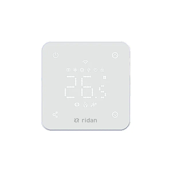 Комнатный термостат Ридан RSmart-FW с Wi-Fi подключением 230V, встраиваемый, белый