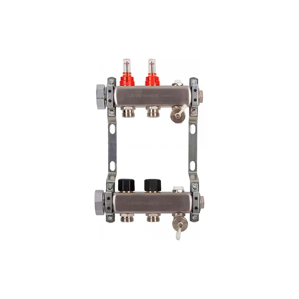 USYSTEMS коллектор UN с расходомерами стальной с накидной гайкой, выходы 2x3/4 Евроконус '1И