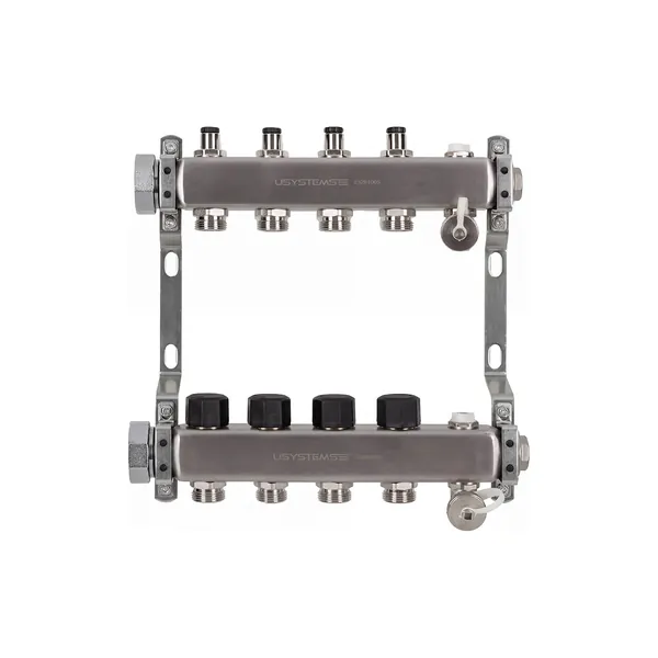 USYSTEMS коллектор UN с клапанами стальной с накидной гайкой, выходы 4x3/4