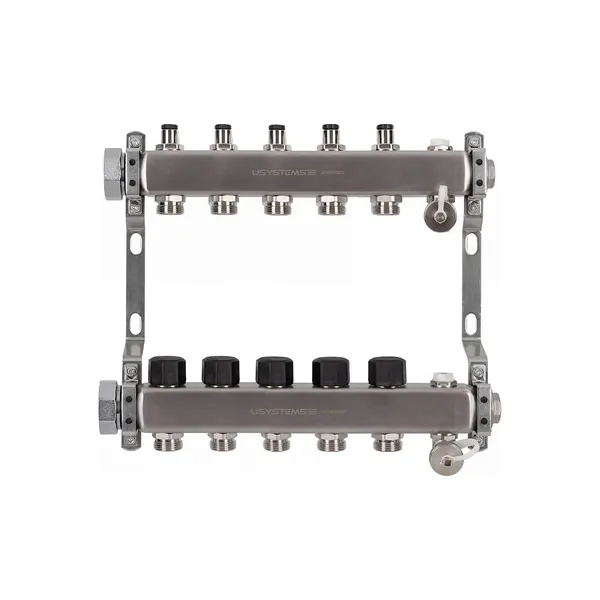 USYSTEMS коллектор UN с клапанами стальной с накидной гайкой, выходы 5x3/4