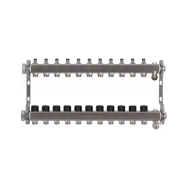 USYSTEMS коллектор UN с клапанами стальной с накидной гайкой, выходы 11x3/4