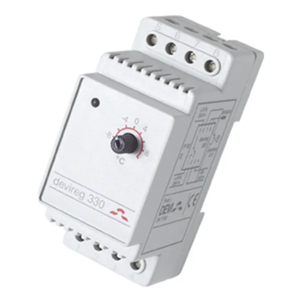 Терморегулятор DEVIreg™ D-330 (-10°C-+10°C) на шину DIN, с датчиком на проводе, 16А