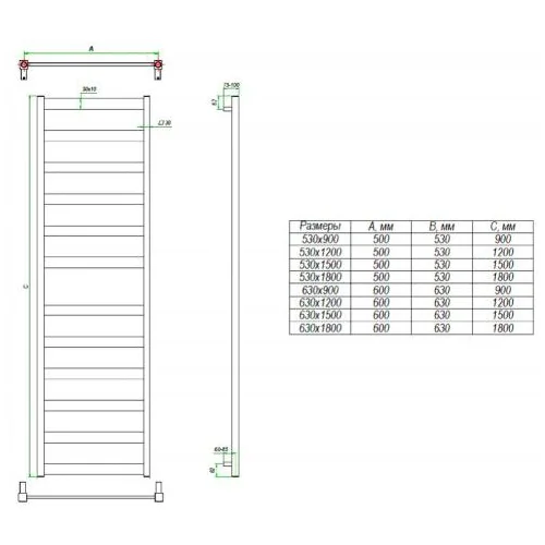 Полотенцесушитель BREZZA 630x900