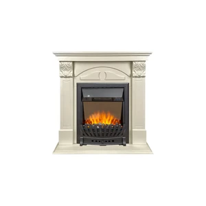 Каминокомплект Dublin (деревянный) RUSTIC (Разборный) - Слоновая кость с очагом Aspen Black