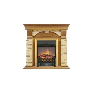 Каминокомплект Dublin - Дуб / Сланец с очагом Fobos FX M Brass