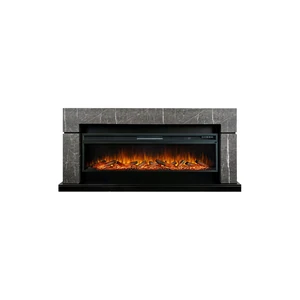 Каминокомплект Lindos 60 SFT - Серый мрамор с очагом Vision 60 LOG LED Каминокомплект Lindos 60 SFT - Серый мрамор с очагом Vision 60 LOG LED