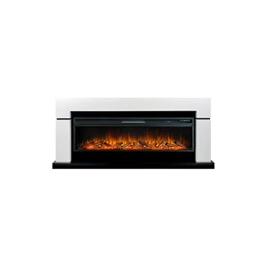 Каминокомплект Lindos 60 - Белый с черным с очагом Vision 60 LOG LED_ Каминокомплект Lindos 60 - Белый с черным с очагом Vision 60 LOG LED_