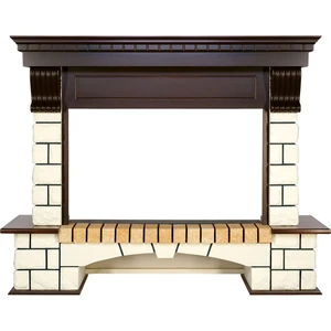 Портал Royal Flame Pierre Luxe - Темный дуб / Белый (Ширина 1380мм)