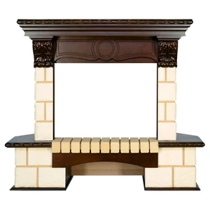 Портал Royal Flame Pierre Luxe угловой - Шампань / Темный дуб