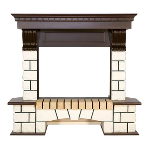Портал Royal Flame Pierre Luxe угловой - Белый / Темный дуб