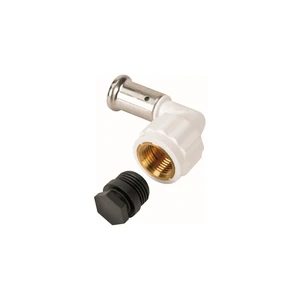 Угольник 90° ВР c черной заглушкой BP04 1/2, ПВДФ пресс (белый), 16x1/2, HENCO