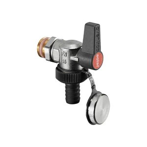 Optiflex KFE ШК угловой, DN 15 PN 16, с колпачком и штуцером для шланга, ник латунь. Для гелиосистем