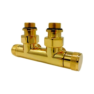 Узел угловой SR Rubinetterie Tondera 50 мм, запорный 1/2”x3/4” Е, цвет золото