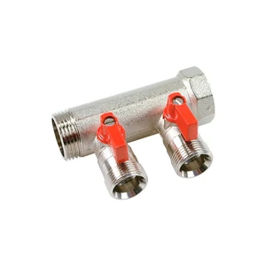 Коллектор 3/4 с красными шаровыми кранами, 3/4НР под евроконус, 3/4 - 4xEK14,16,18,20, HENCO