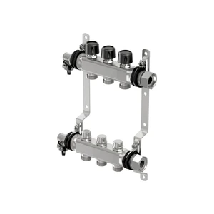 1088046 UPONOR SMART S Коллектор с клапанами стальной выходы 3х3/4 евроконус