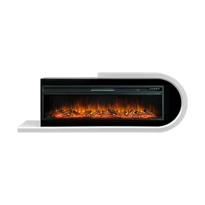 Каминокомплект Basel 60 R - Белый с черным с очагом Vision 60 LOG LED