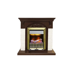 Каминокомплект Bern Сланец мелкий белый / Темный дуб с очагом Danville Antique Brass FB2