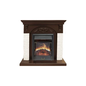 Каминокомплект Bern Сланец мелкий белый / Темный дуб с очагом Majestic FX Black