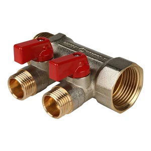 SMB 6200 011202 STOUT Коллектор никелированный с красными ручками, 1/1/2х2