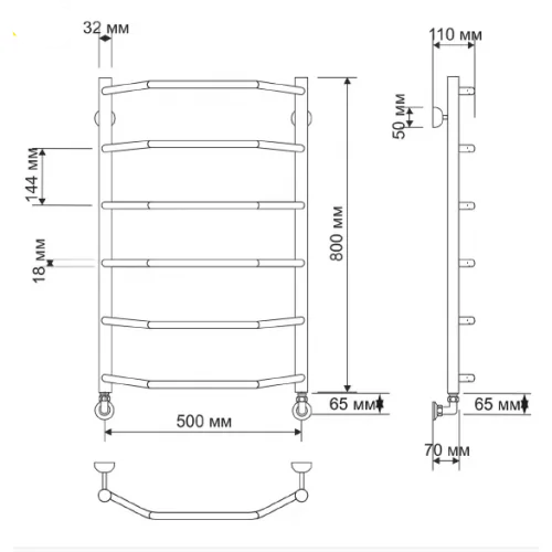 Полотенцесушитель АГАТА 1 800x500 водяной