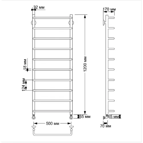 Полотенцесушитель МЕРИДА 1 1200x500 водяной