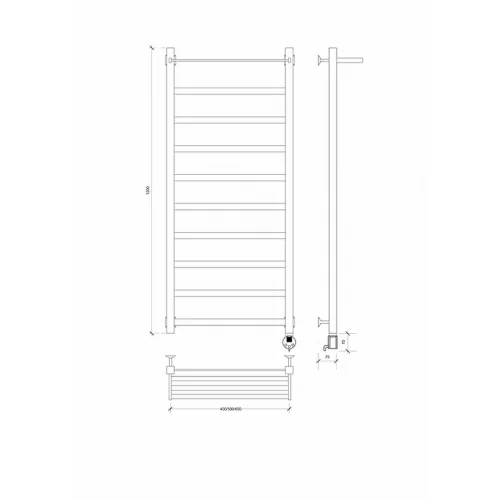 Полотенцесушитель Корсико 1 СП 1200x500 электрический нержавейка