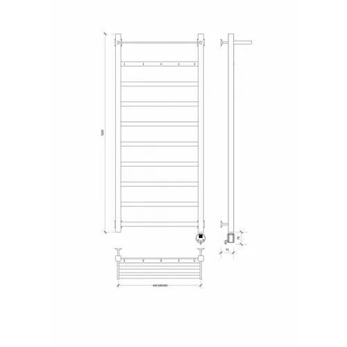 Полотенцесушитель Корсико 1 КСП 1200x600 электрический нержавейка