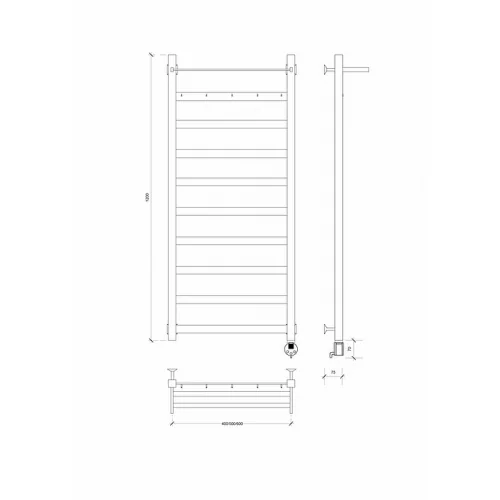 Полотенцесушитель Комано 1 КСП 1200x500 электрический нержавейка